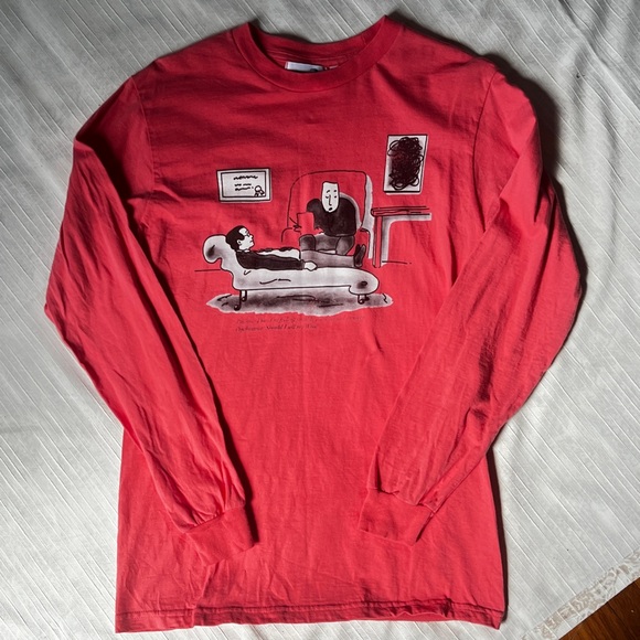 Funny Long Sleeve T shirt in Coral Red with graphic logo - Kenny Schachter - Picture 3 of 13